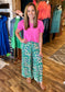 Green Leopard Wide Leg Pant