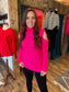 Neon Pink Cold Shoulder Sweater