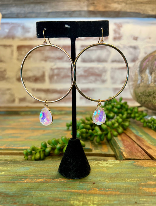 Gold Hoop Pink Candy Drop Earring