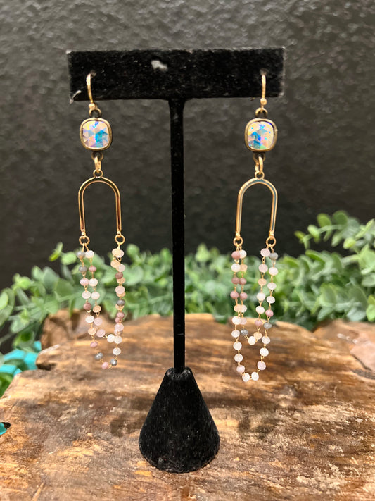 Gold & Blush Arch Drop Earring