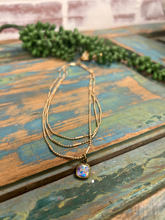 Dainty Gold Triple Strand Necklace
