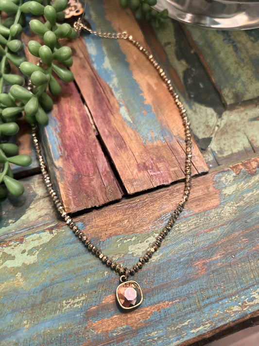 Bronze Crystal Necklace