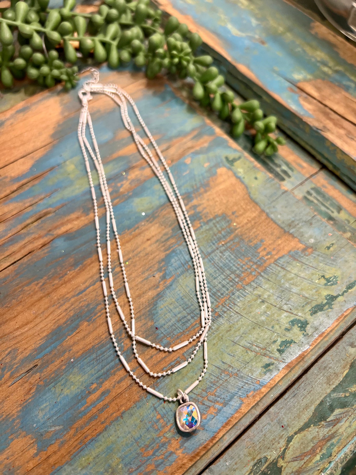 Dainty Silver Triple Stand Necklace