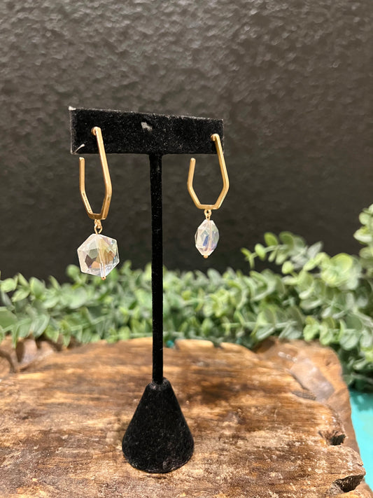 Gold Post Crystal Drop Earring