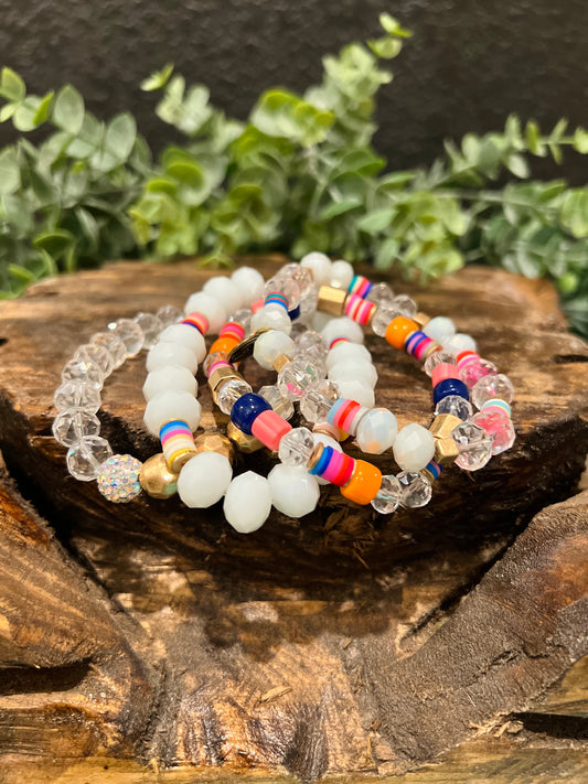 4 Strand Colorful Crystal Bracelet Set